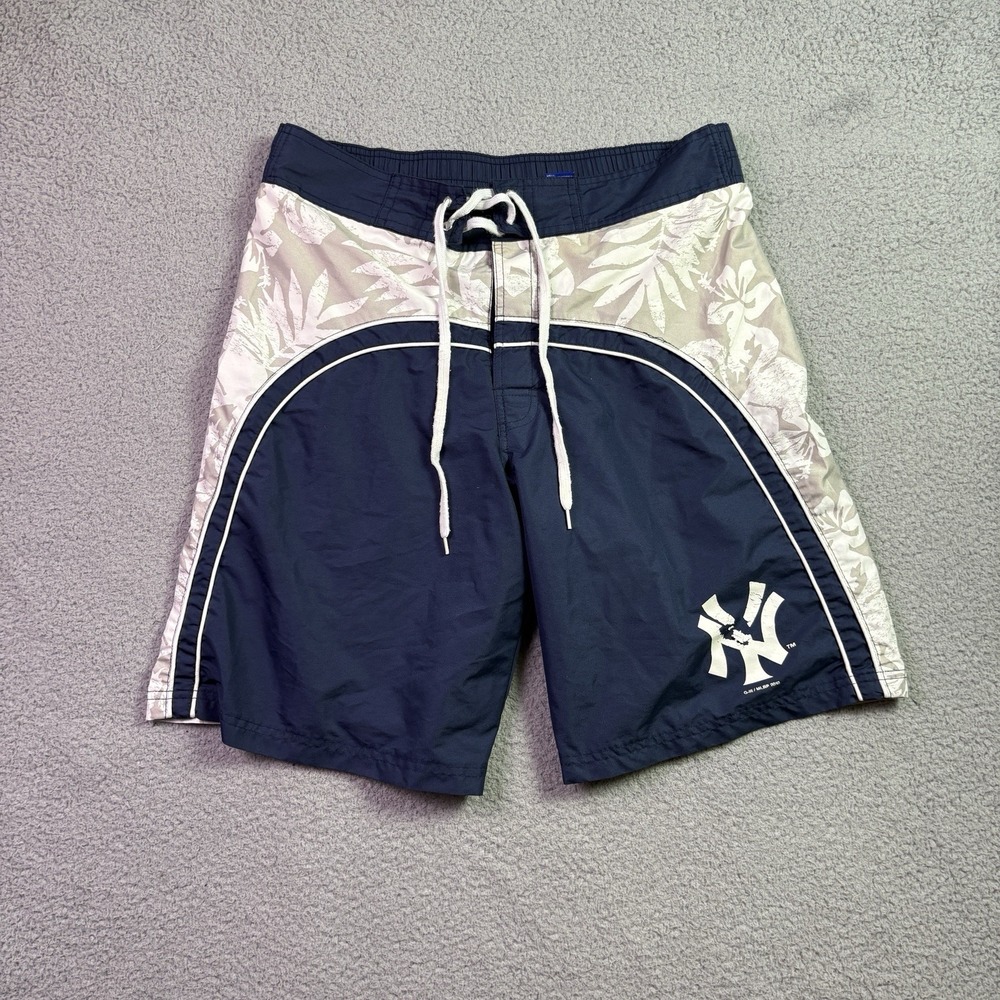New York Yankees Board Shorts Mens Medium Blue Surf Swim Travel Beach Vacation